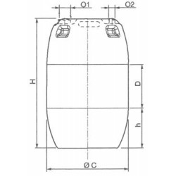 Fût polyethylène haute densité 120l, à bonde ADR