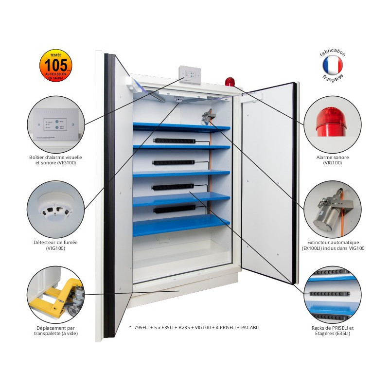 105-minute Fire-Rated Lithium Battery Cabinet