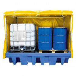 Covered Spill Containment Pan for 2 Polyethylene IBCs