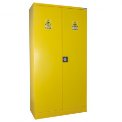 Tall, 2-door yellow hazardous materials safety cabinet