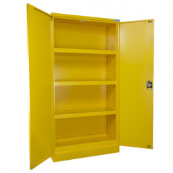 Tall, 2-door yellow hazardous materials safety cabinet