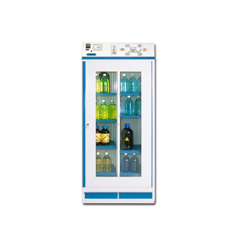 Armoire de sécurité vitrée produits dangereux 1 porte 2 compartiments Armoire de sécurité vitrée produits dangereux 1 porte 2 compartiments
