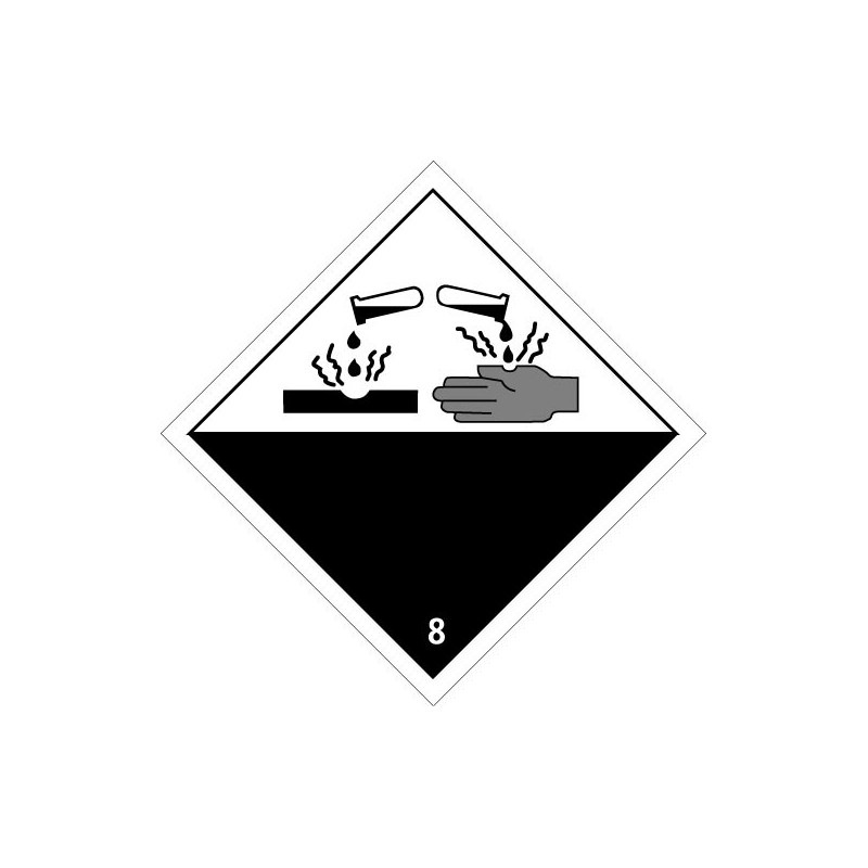 Class 8 Hazard Label, 100x100 - Roll of 1,000