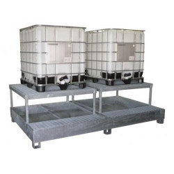 Steel Spill Containment Pan with 2 x 1,000-liter Containers