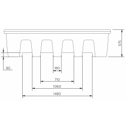 Spill containment tray for 2 1,000-liter tanks with grating