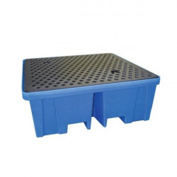 4-drum polyethylene spill containment pan with polyethylene grating