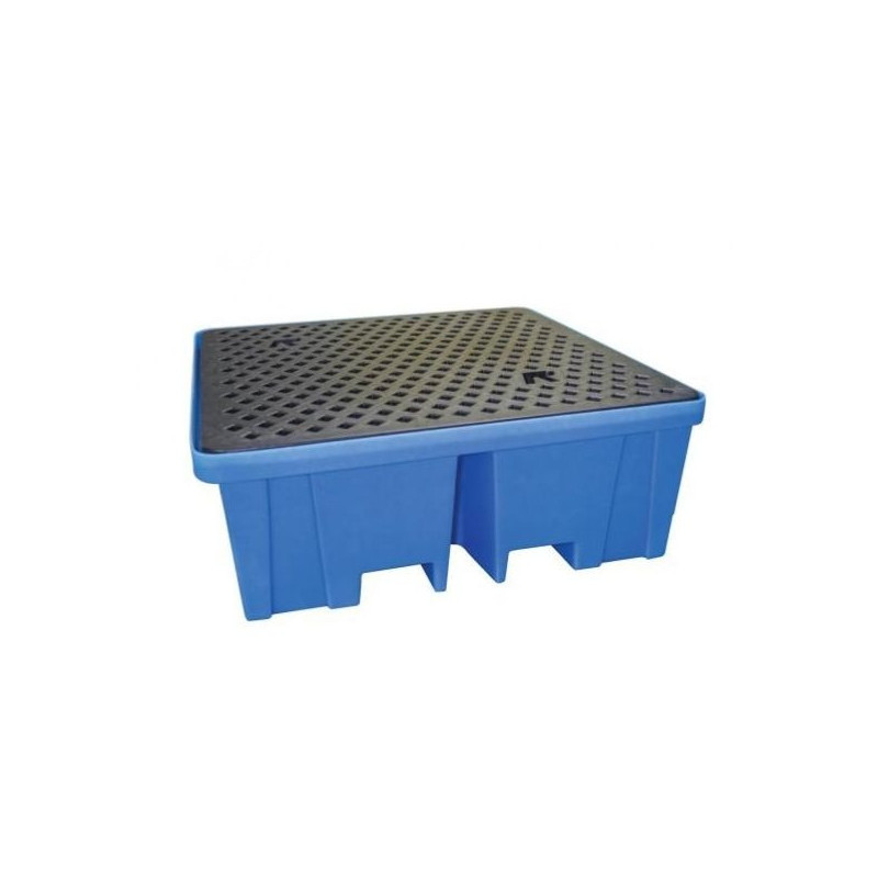 4-drum polyethylene spill containment pan with polyethylene grating