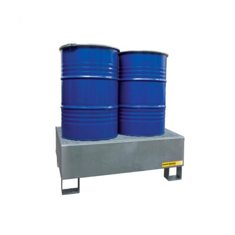 2-drum steel spill containment tray with grating