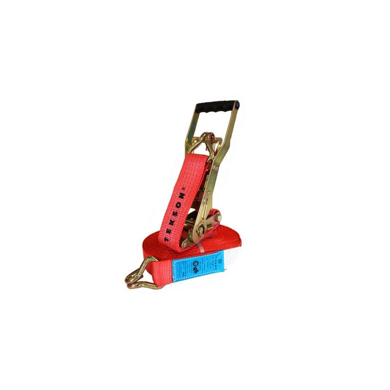 Sangle d'arrimage 5T 50mm 8m STF 500daN poignée inversée Sangle d'arrimage 5T 50mm 8m STF 500daN poignée inversée