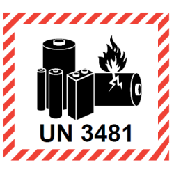 Etiquette de Danger transport aérien - piles/batteries lithium UN3481 - Rouleau de 1000u