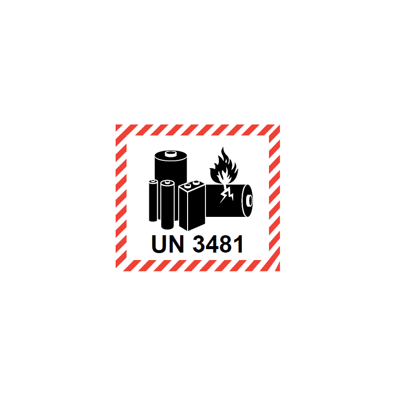 Etiquette de Danger transport aérien - piles/batteries lithium UN3481 - Rouleau de 1000u