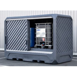 Outdoor containment for 2 IBCs, 1,000-liter tanks