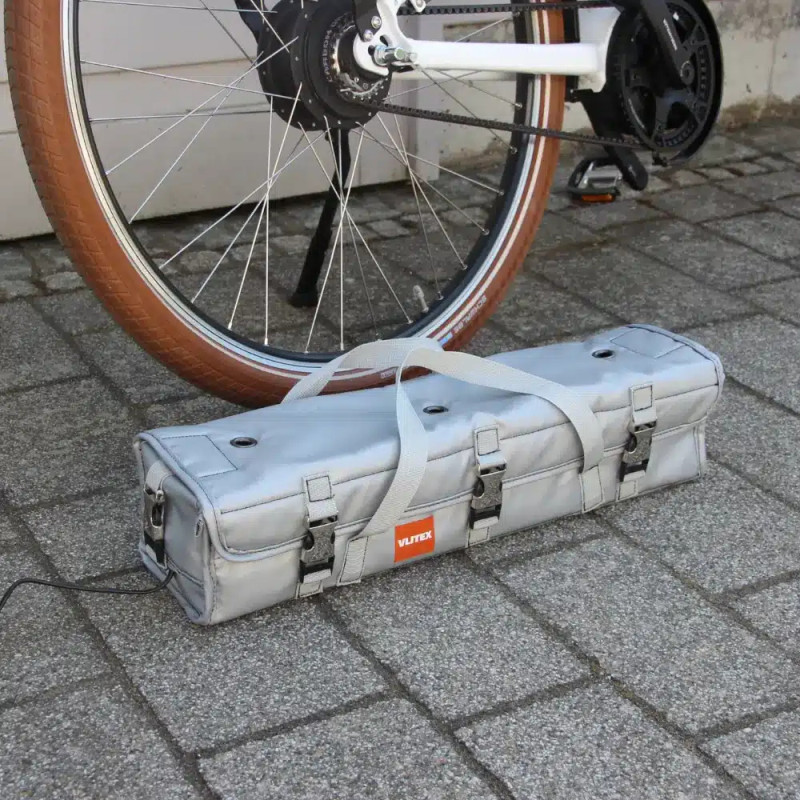 NUTKIT Sac Ignifuge Batterie Vélo électrique – 4 Couches (fibre Verre + Alu), 49x15x15 Cm, Double Fermeture, Transport/charge