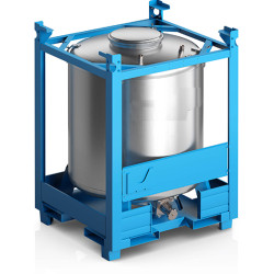 1,000-liter round tank, 31A/Y stainless steel, non-fusible