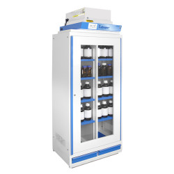 Glass-fronted safety cabinet for hazardous materials, 1 door, 2 compartments