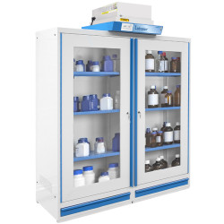Armoire de sécurité vitrée produits dangereux 2 portes 2 compartiments