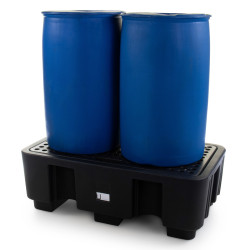 2-drum polyethylene spill containment tray with grating