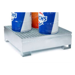 4-drum steel spill containment tray with grating