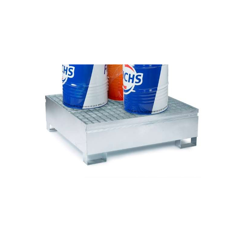 4-drum steel spill containment tray with grating
