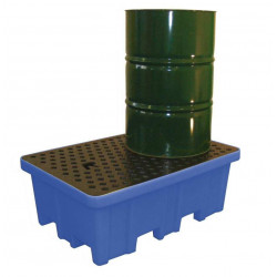 2-Drum Polyethylene Spill Containment Pan with Steel Grating
